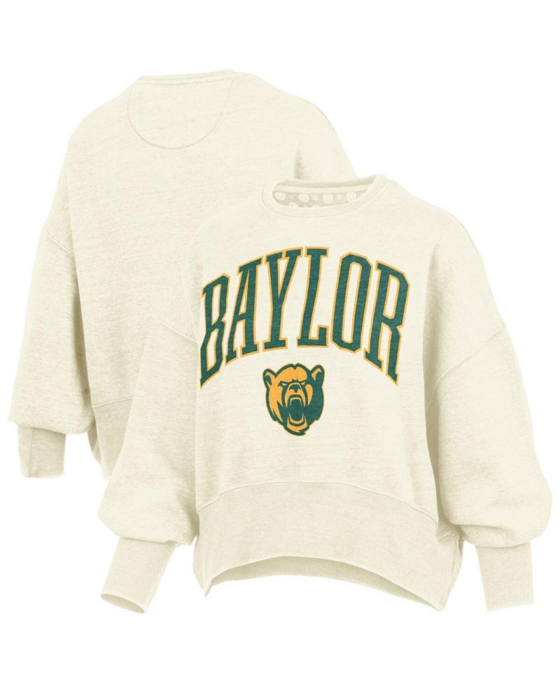 Women's Natural Baylor Bears Oversized Waist-Length Crewneck Sweatshirt