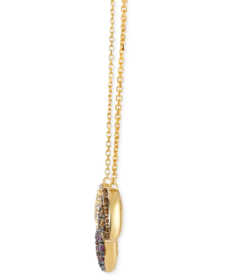 Godiva x Passion Ruby (1/3 ct. t.w.) & Diamond (5/8 ct. t.w.) Pav&eacute; Heart Statement Necklace in 14k Yellow Gold, 17" + 2" extender