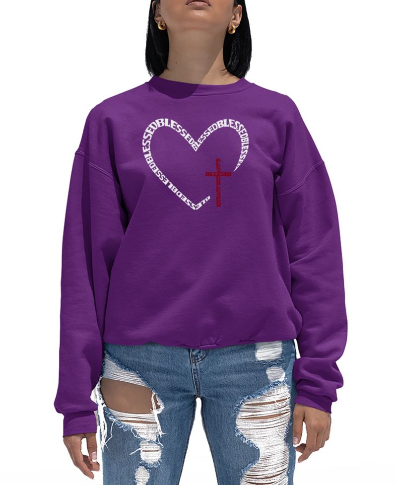 Women's Blessed Heart Word Art Crewneck Sweatshirt