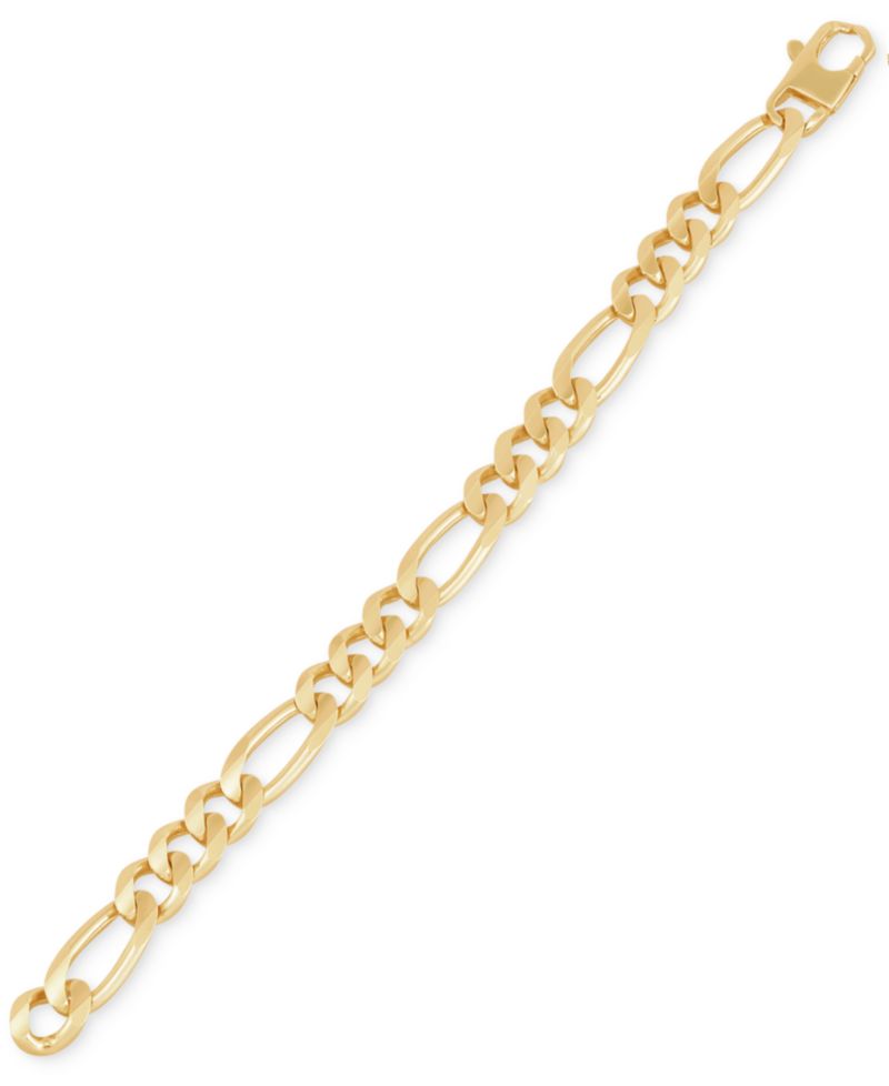 Men's Figaro Link Chain Bracelet in 18K Gold-Plated Sterling Silver