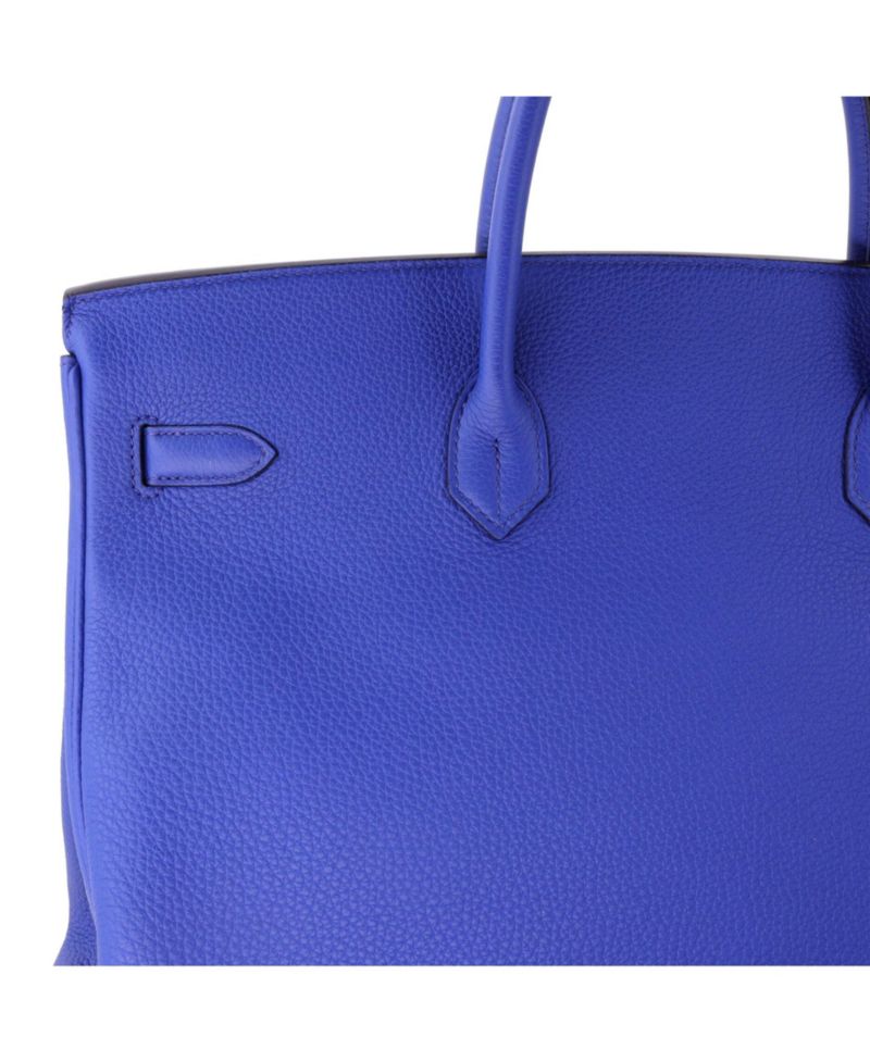 Pre-Owned Hermes Birkin 40 Handbag Blue Togo with Palladium Hardware