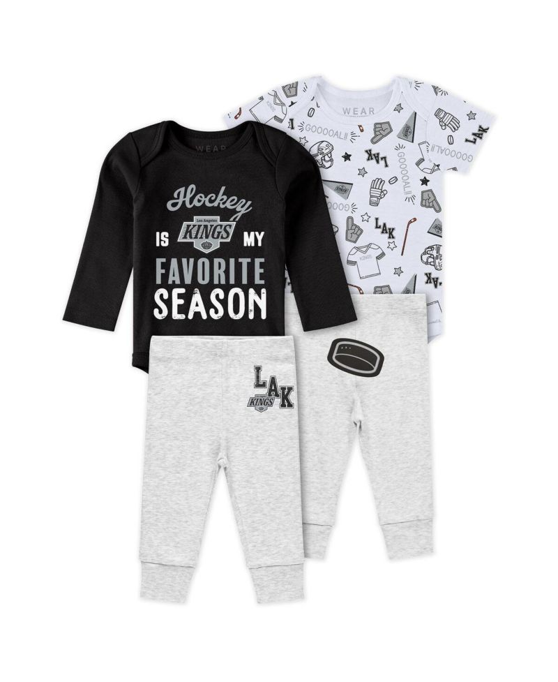 Baby Boys and Girls 3-Piece Los Angeles Kings Turn Me Around Bodysuits and Pants Set