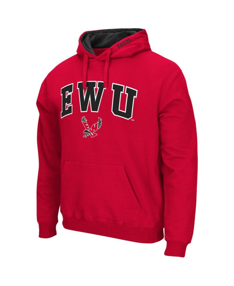 Men's Red Eastern Washington Eagles Arch and Logo Pullover Hoodie
