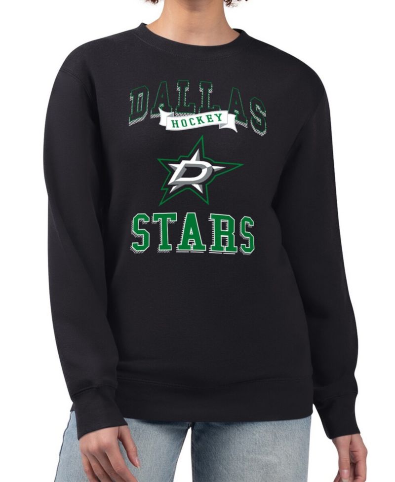 Women's Black Dallas Stars Team Logo Tri-Blend Fleece Pullover Sweatshirt