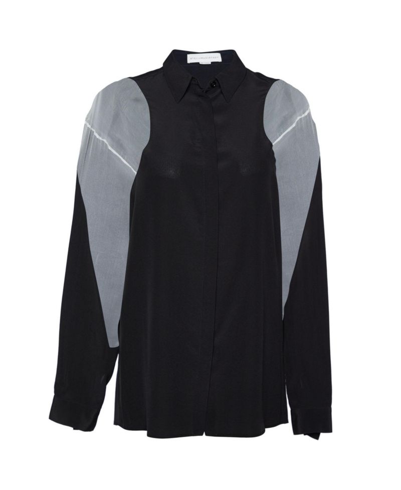 Women's Silk Contrast Panel Button-Front Shirt