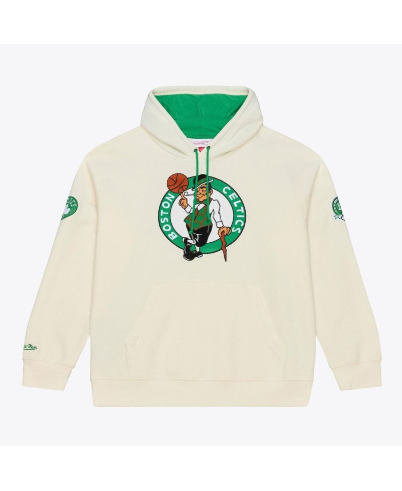 Men's Cream Boston Celtics Hardwood Classics Chainstitch Premium Fleece Hoodie