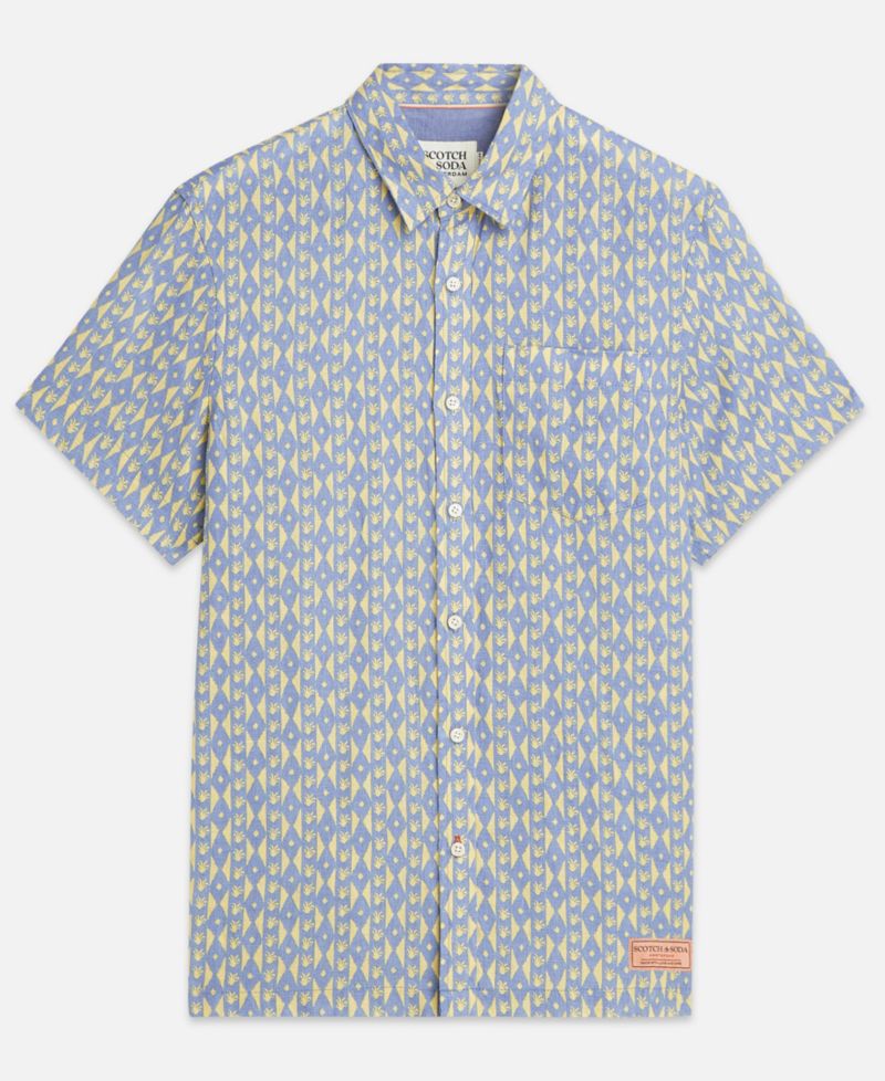 Men's Printed Linen Regular-Fit Short-Sleeve Shirt