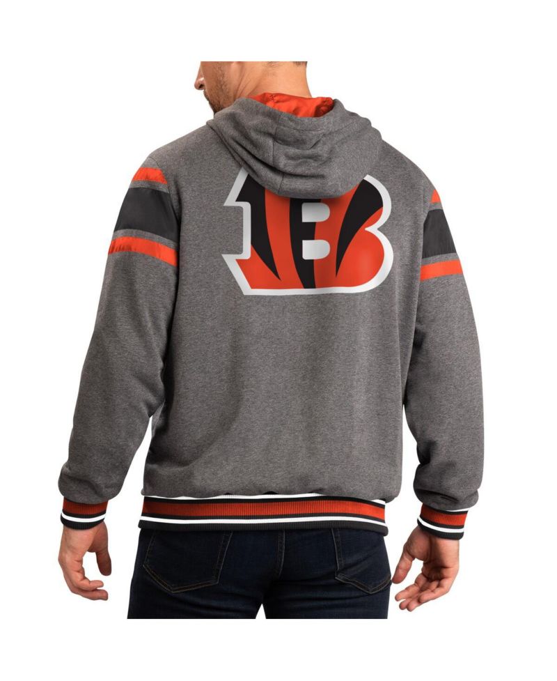 Men's Black, Gray Cincinnati Bengals Extreme Full Back Reversible Hoodie Full-Zip Jacket
