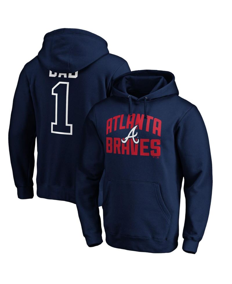 Men's Navy Atlanta Braves Father's Day #1 Dad Pullover Hoodie