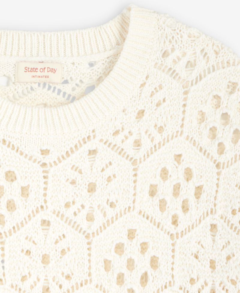 Women's Short-Sleeve Crochet Sweater