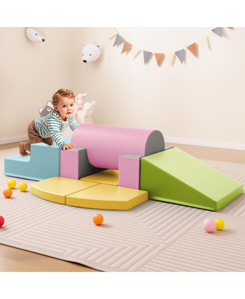 10-Piece Soft Foam Climbing Blocks for Toddlers, PU Leather Covers