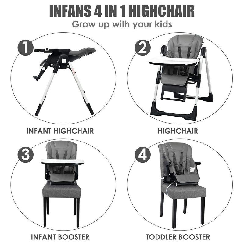 4-in-1 High Chair–Booster Seat with Adjustable Height and Recline