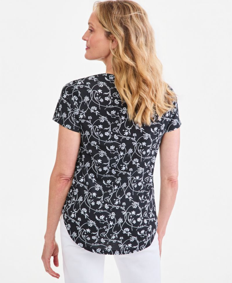 Petite Printed Short-Sleeve Crewneck Tee
