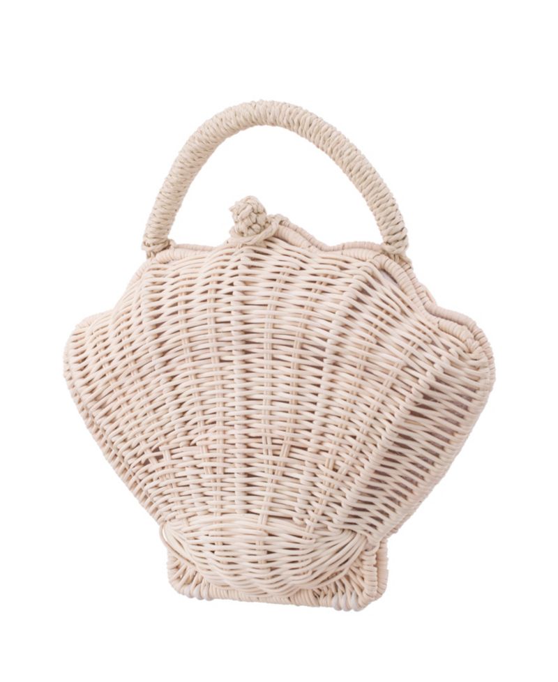 Rattan Shell Minaudiere Small Clutch Handbag