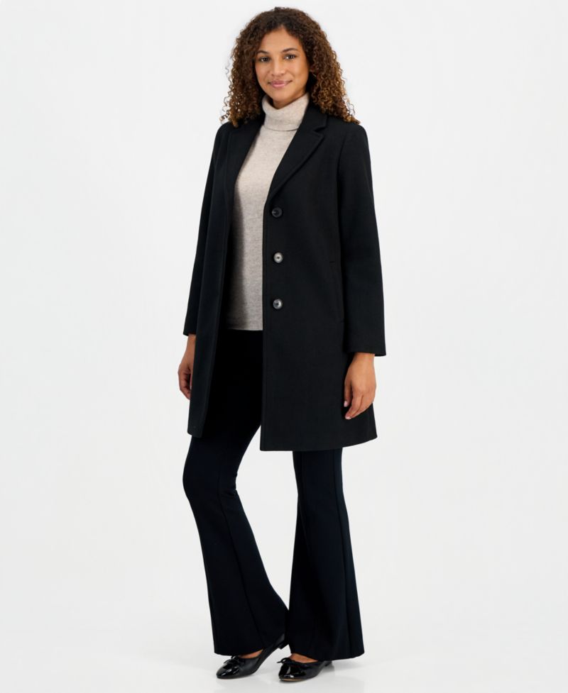 Women's Single-Breasted Herringbone Walker Coat, Created for Macy's