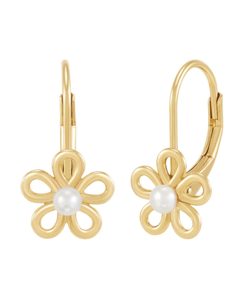 Cultured Freshwater Pearl (2.5-3mm) Earrings in 14k Yellow Gold-Plated Sterling Silver