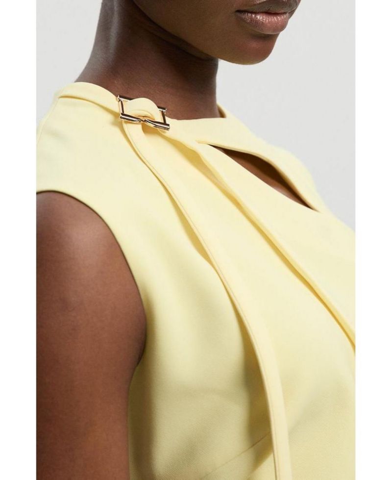 Women's Tailored Drape Neck Midi Dress