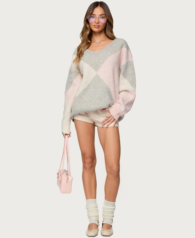 Women's Elda Oversized Argyle Sweater