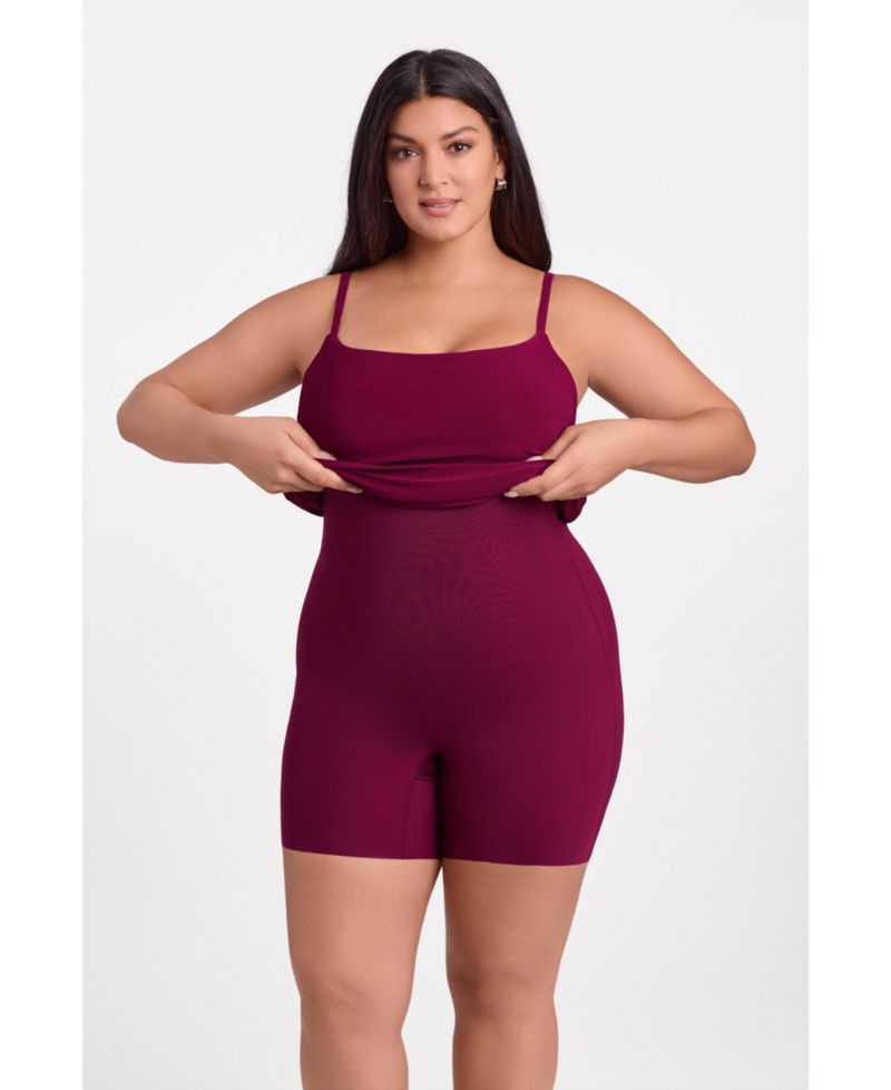 Women's Sculpting Shapewear Square Neck Tank Midi Dress