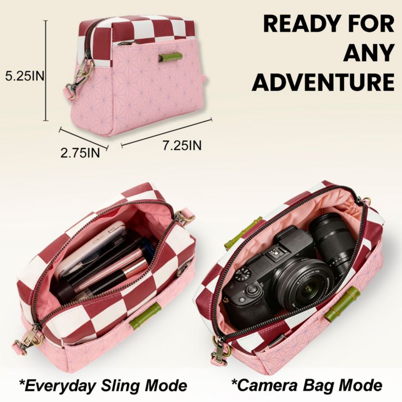 Nezuko Metal Badge Women's Pink Crossbody Handbag