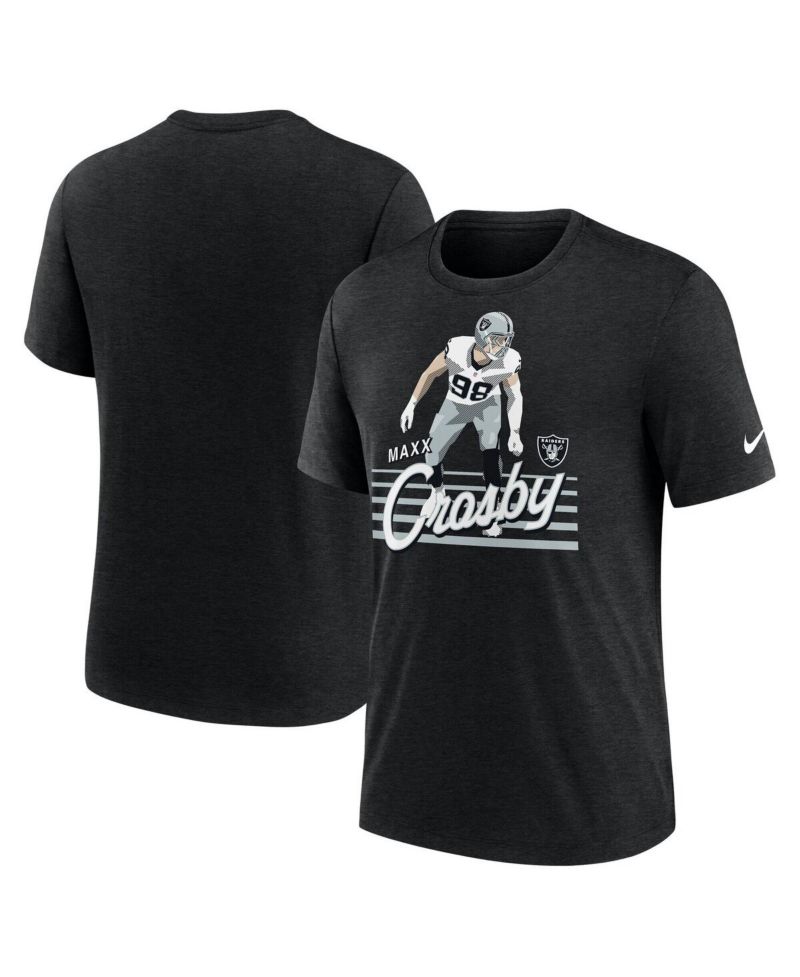 Men's Maxx Crosby Heather Black Las Vegas Raiders Player Graphic T-Shirt