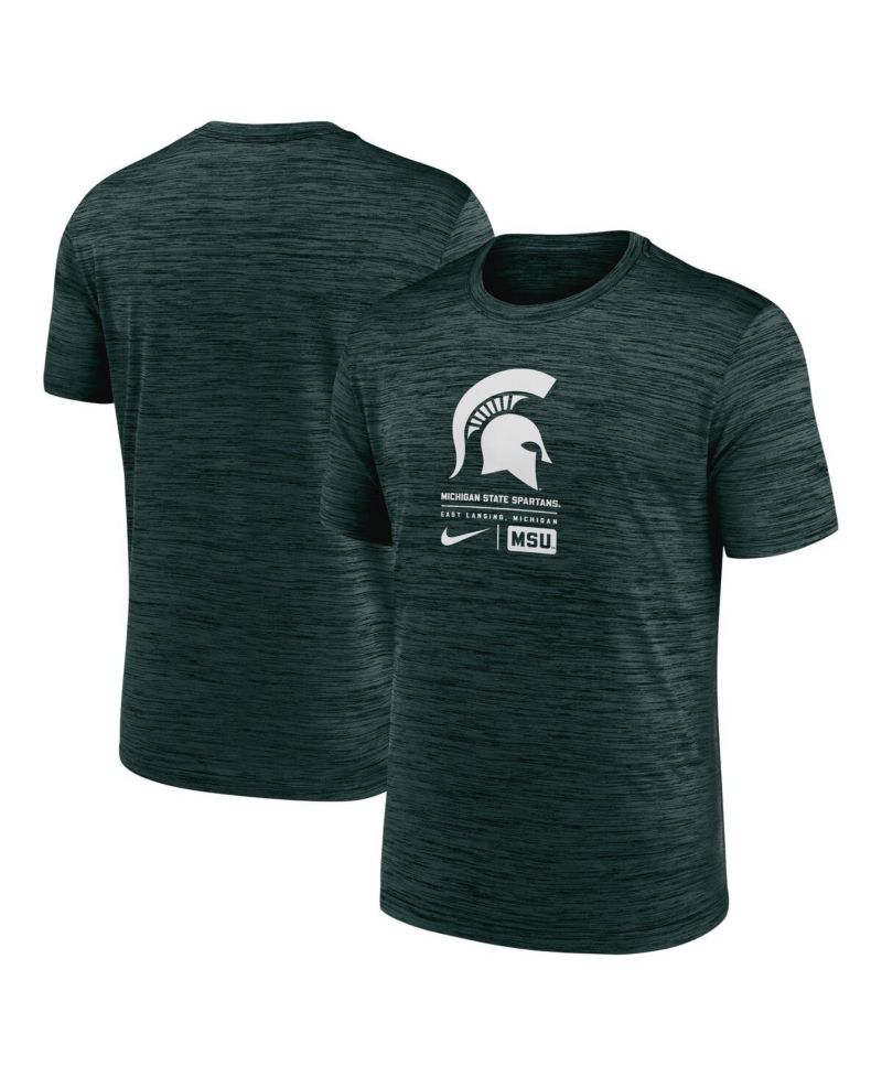 Men's Green Michigan State Spartans Campus Center Block Velocity Performance T-Shirt
