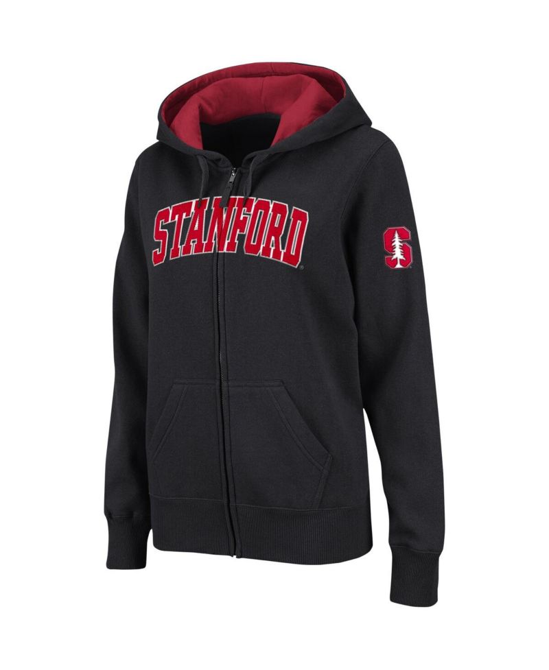 Women's Black Stanford Cardinal Arched Name Full-Zip Hoodie