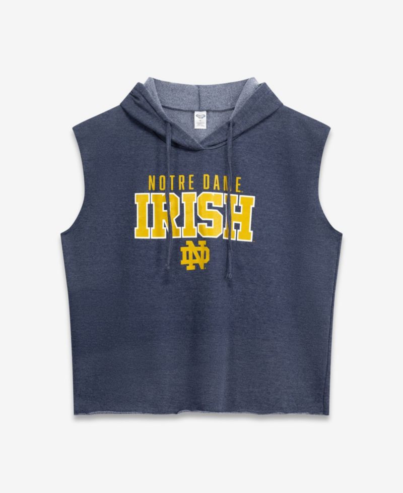 Plus Size Notre Dame Fighting Irish Hooded Sleeveless Cotton-Blend Shorts and Sleeveless Hoodie Set