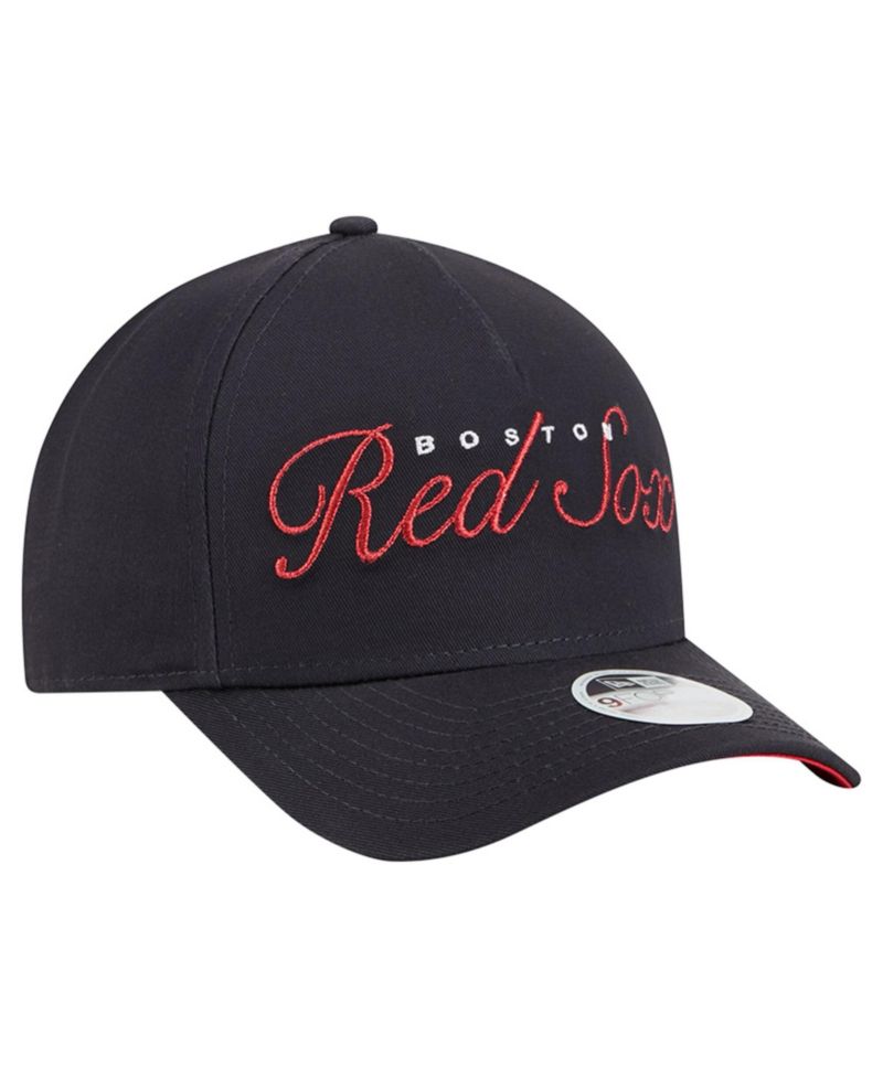 Women's Navy Boston Red Sox Metallic A-Frame 9FORTY Adjustable Hat