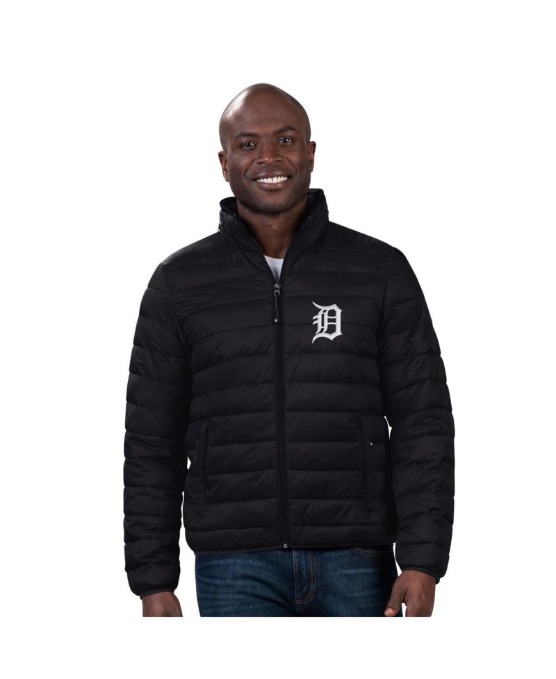 Men's Black Detroit Tigers Packable Neck Pillow Full-Zip Puffer Jacket
