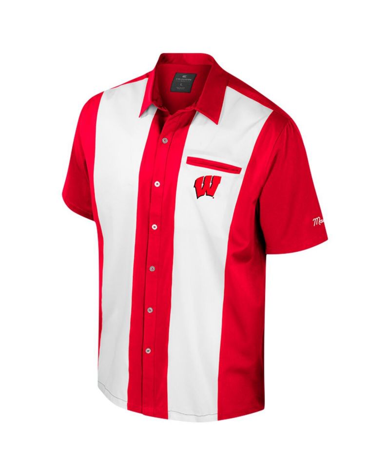 Men's Red Wisconsin Badgers Strike Bowling Button-Up Shirt