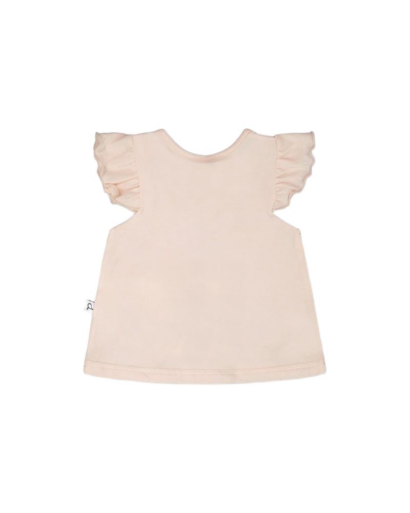Baby Girls cotton jersey top and shorts set in peach animal print