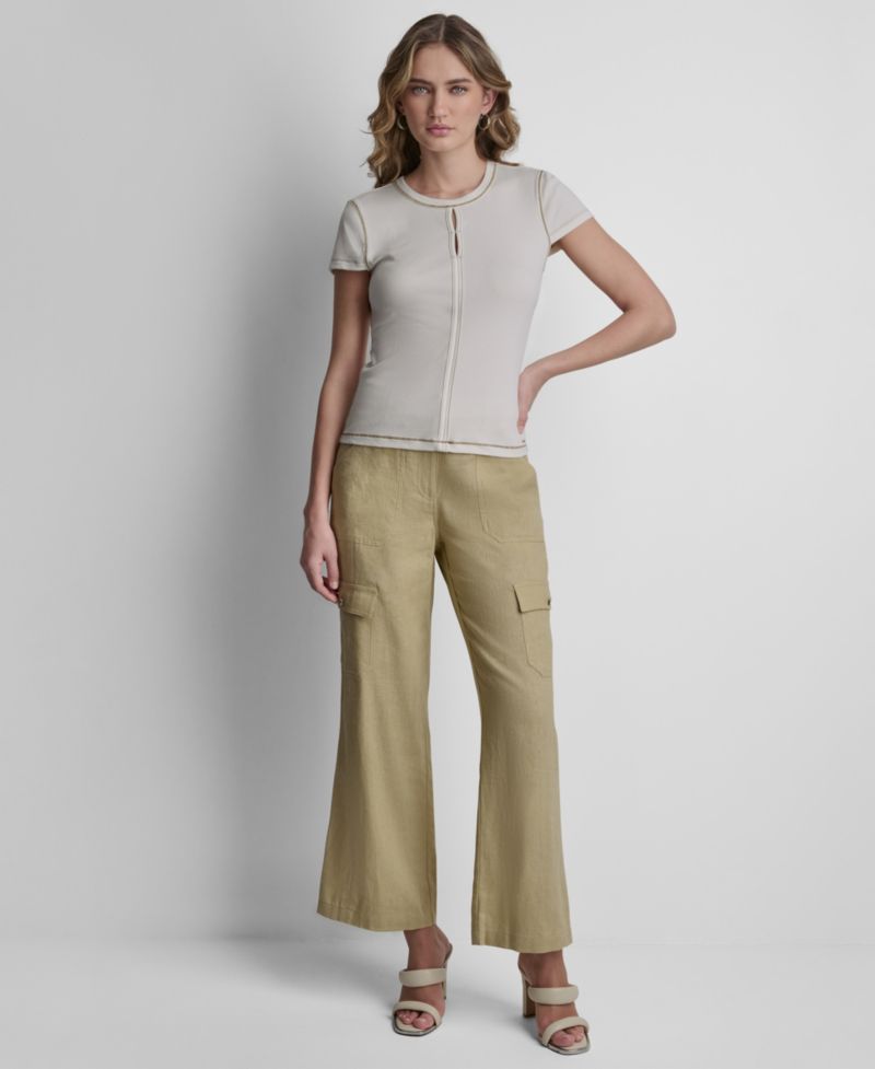 Women's Crewneck Contrast Stitch Top
