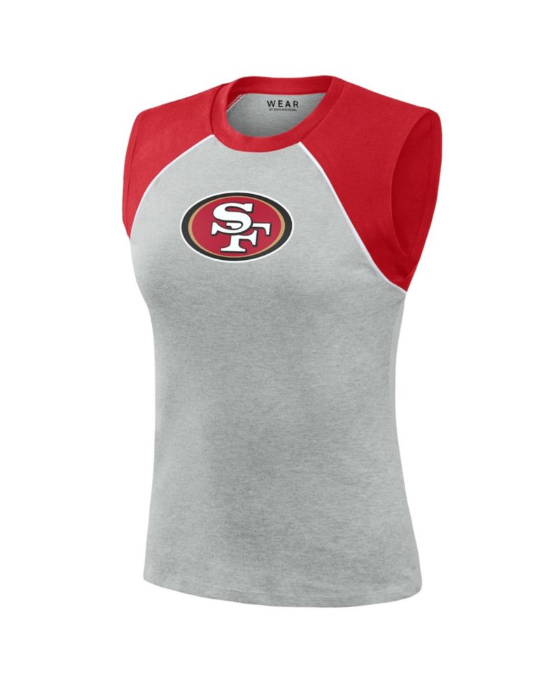 Women's Gray San Francisco 49ers Cropped Raglan Tank Top