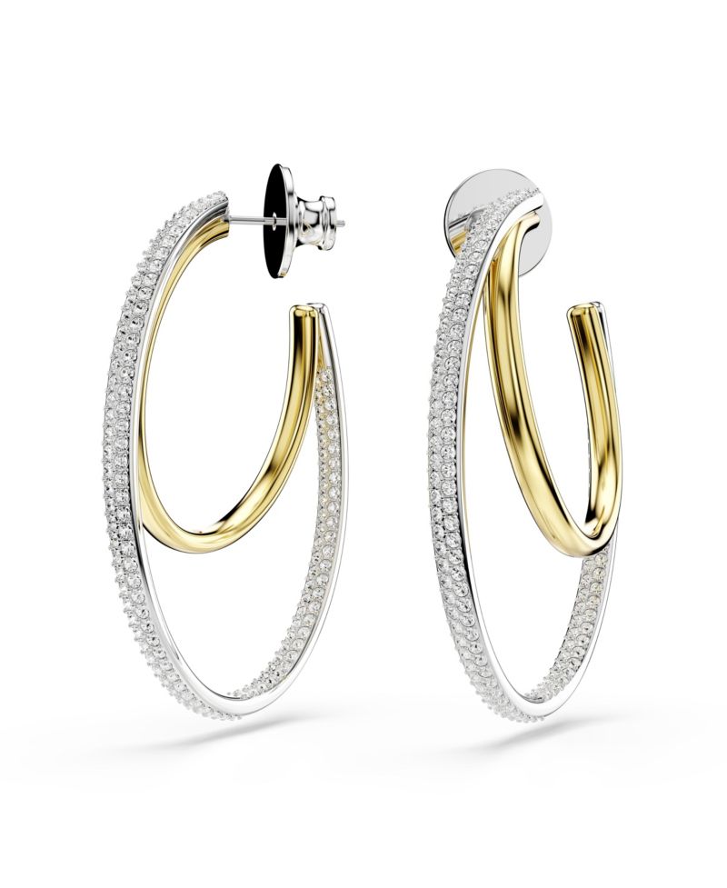 Round Cut Mixed Metal Finish Hyperbola Hoop Earrings