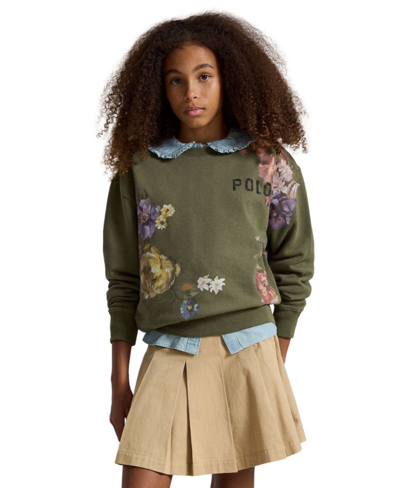 Girls' 7-16 Floral Fleece Sweatshirt
