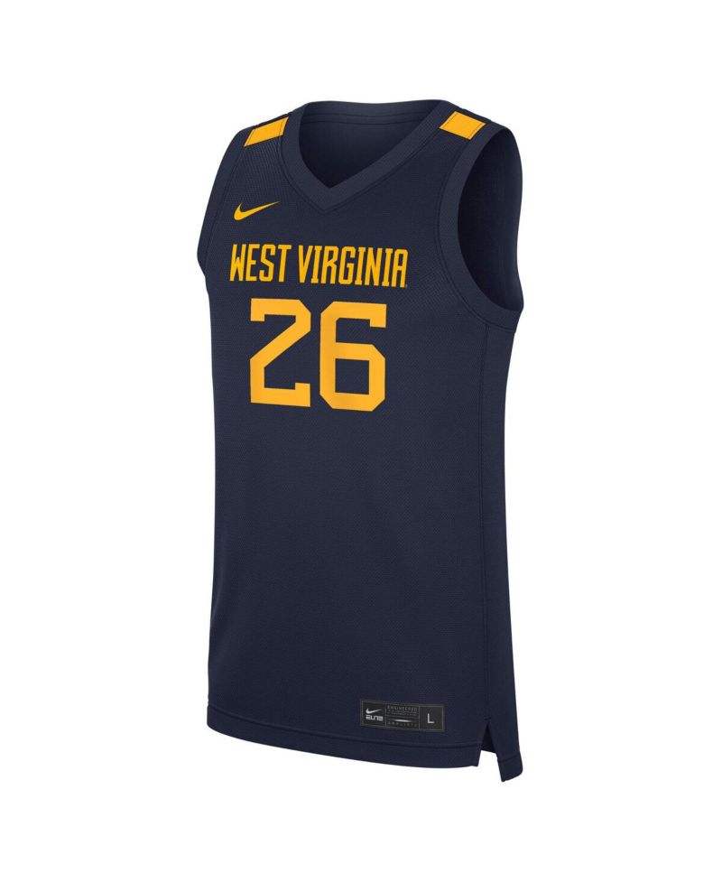 Men's 26 Navy West Virginia Mountaineers Road Replica Basketball Jersey