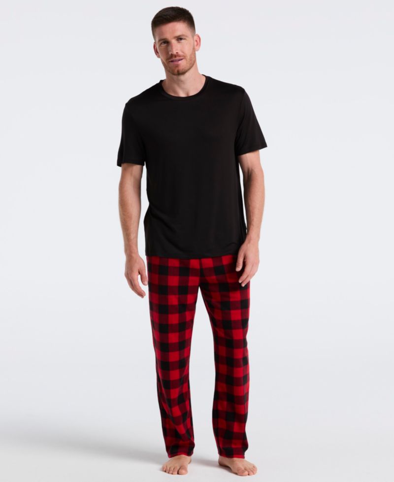 Men's Fleece Buffalo Plaid Print Sleep Pants