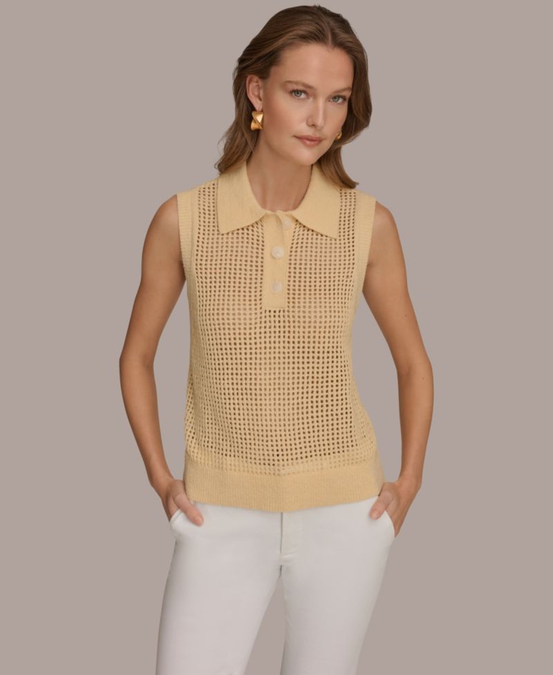 Women's Sleeveless Polo Sweater