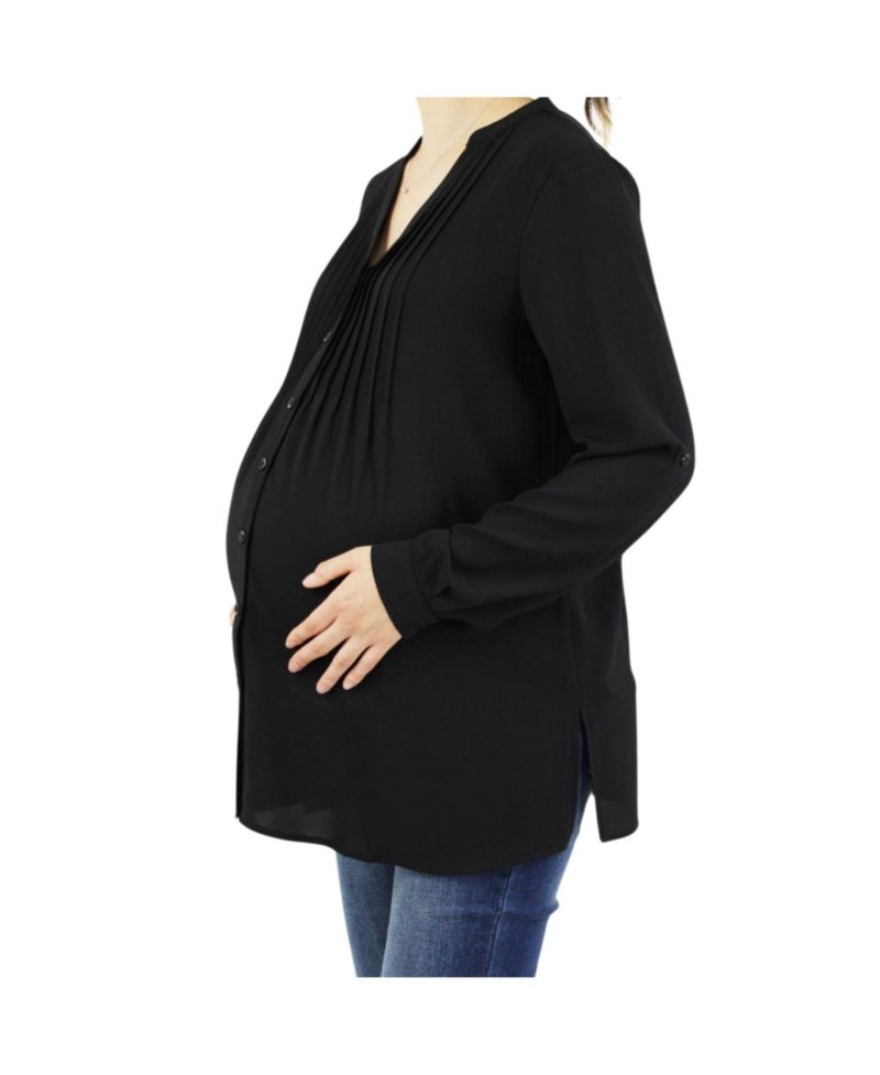 Maternity Pleated Convertible Sleeves Top