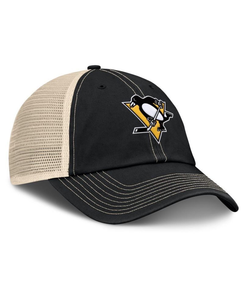 Men's Black/Natural Pittsburgh Penguins Rival Trucker Adjustable Hat