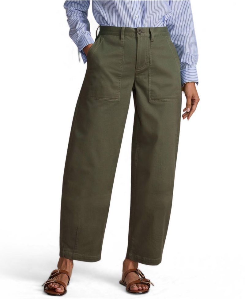 Petite Chino High Rise Barrel Leg Utility Ankle Pants