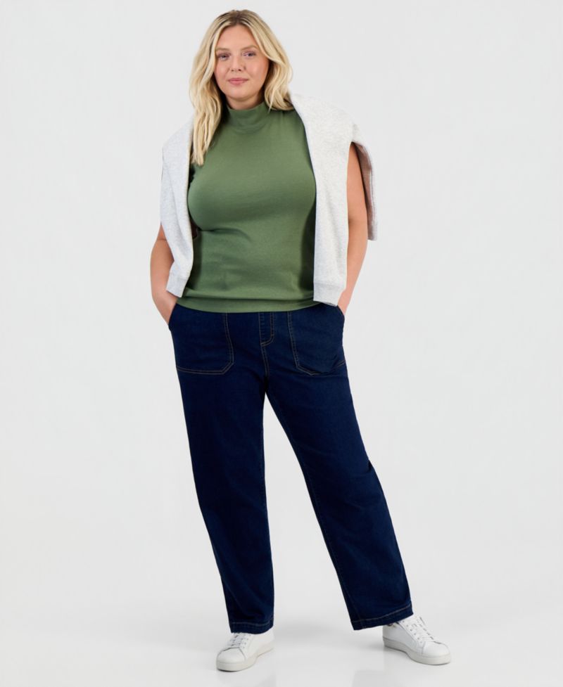 Petite Mock Neck Cotton Tank
