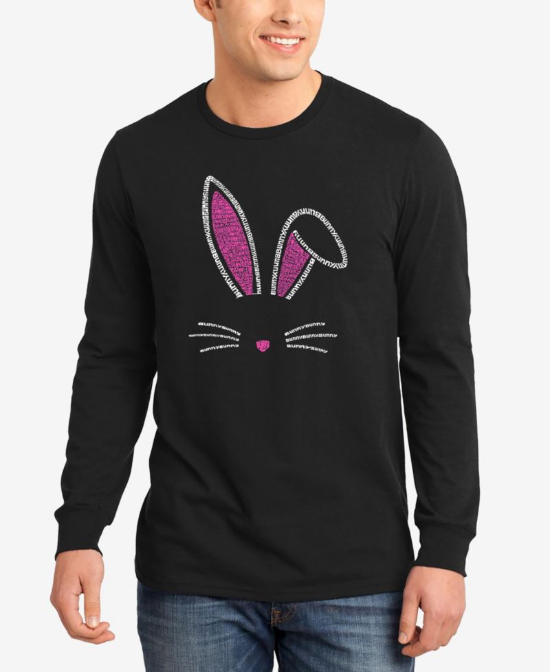 Men's Rabbit Ears Word Art Long Sleeve T-shirt