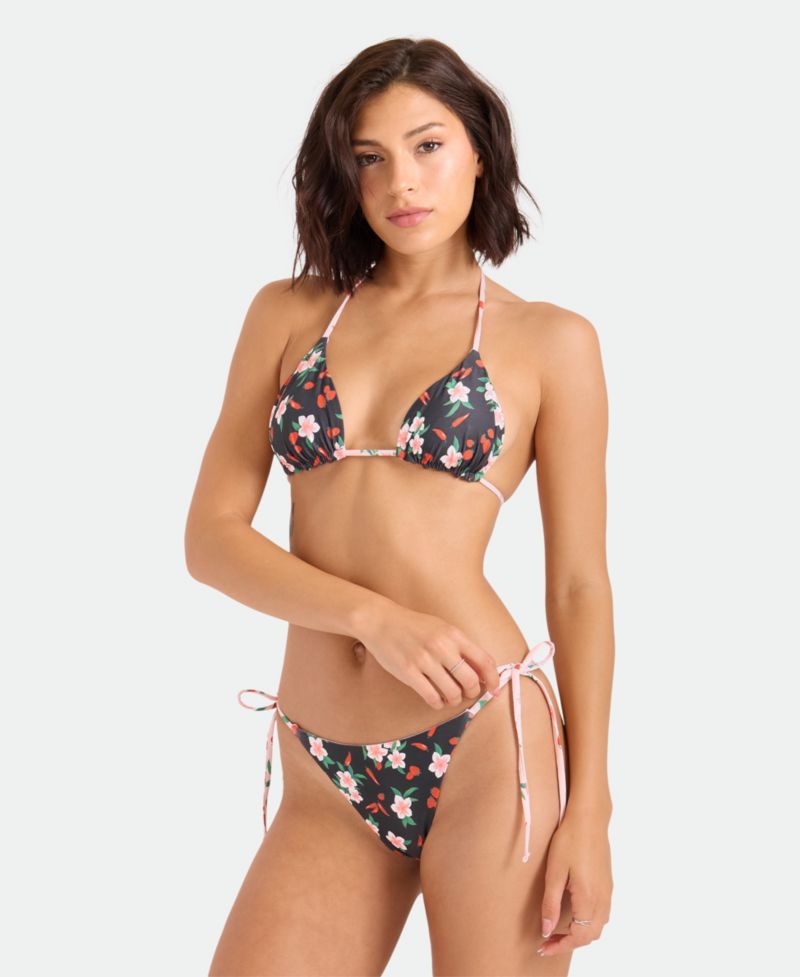 Women's Floral Print Adjustable Straps Bikini Top