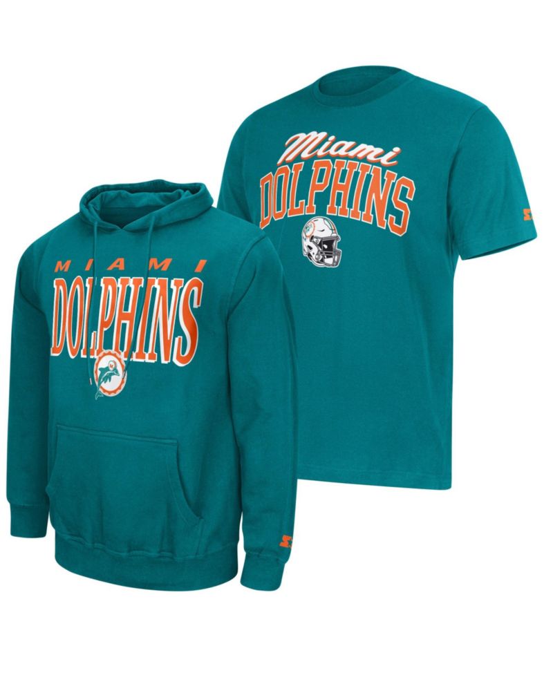 Men's Miami Dolphins Vintage Pullover Cotton-Blend Hoodie & T-Shirt Set