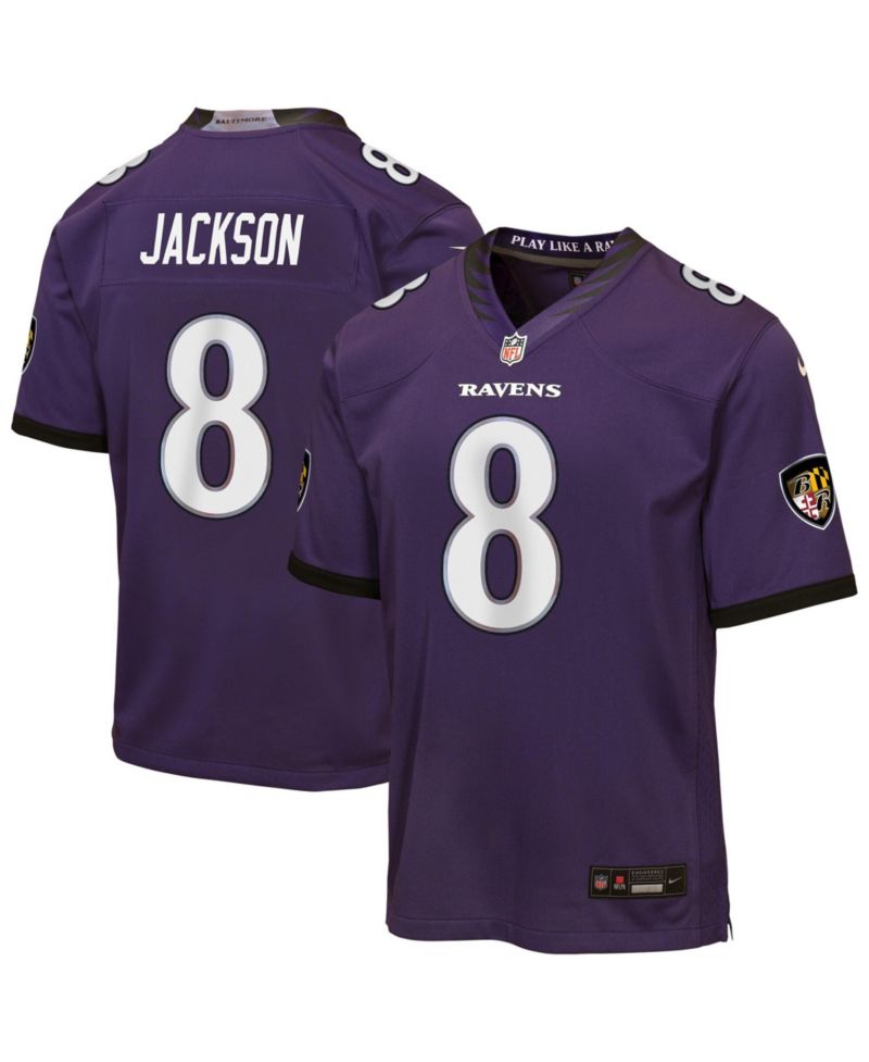 Big Boys and Girls Lamar Jackson Purple Baltimore Ravens Team Game Jersey