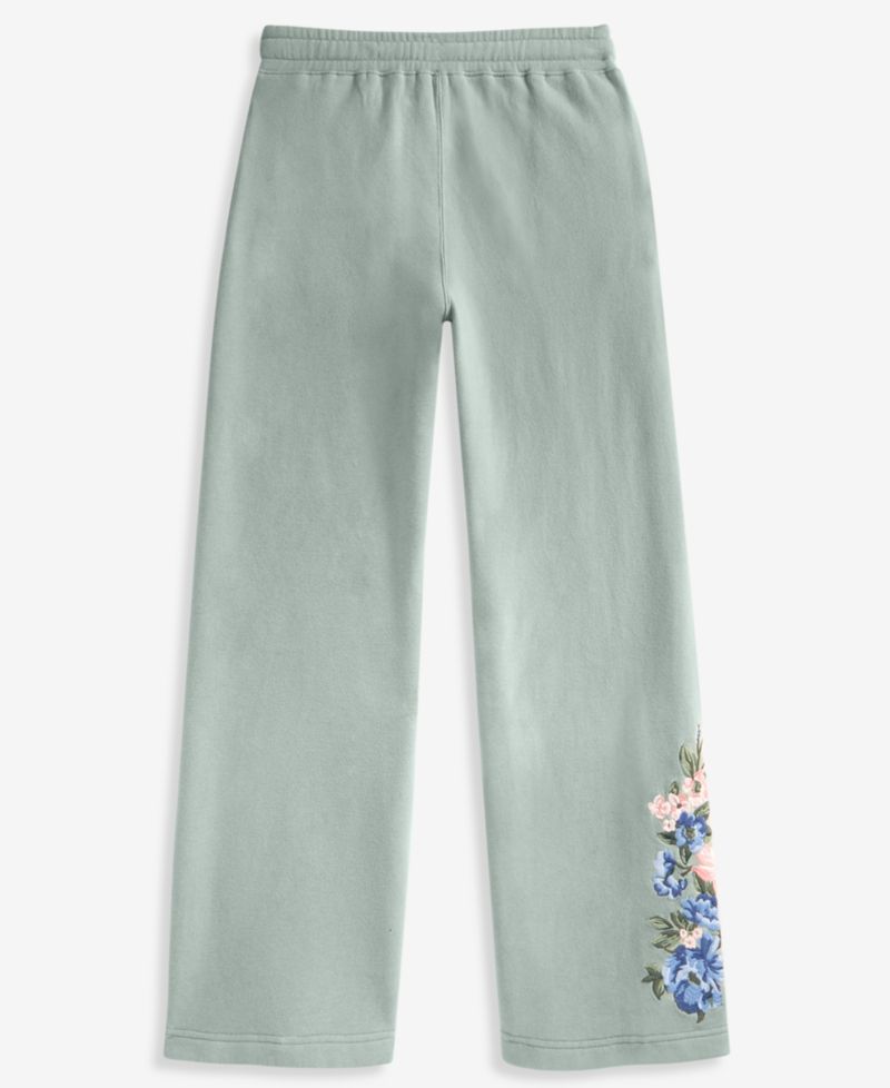 Girls' 5-16 Floral Low-Rise Baggy Fleece Pants