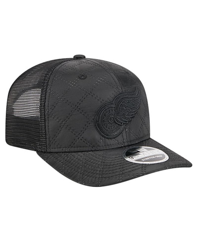 Men's Black Detroit Red Wings Quilted Nylon 9SEVENTY Adjustable Trucker Hat