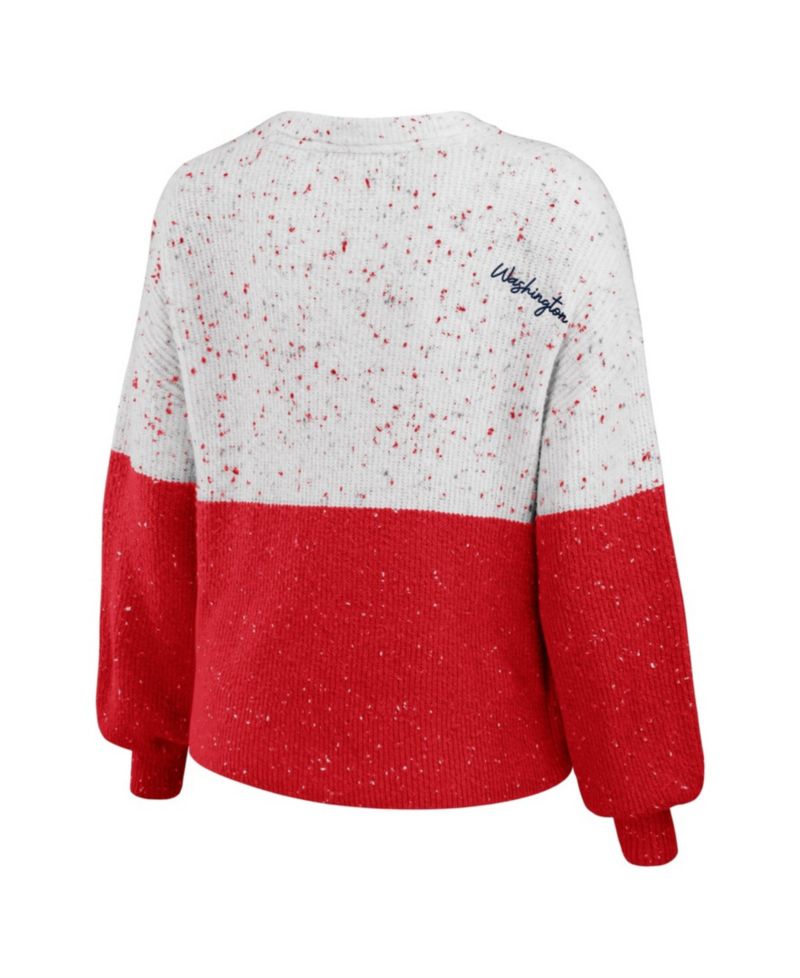 Women's White/Red Washington Wizards Color-Block Pullover Sweater